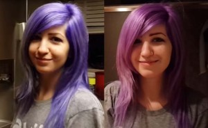 ¿De qué color ves el cabello de esta chica? ¿Azul, morado, violeta o rosado?