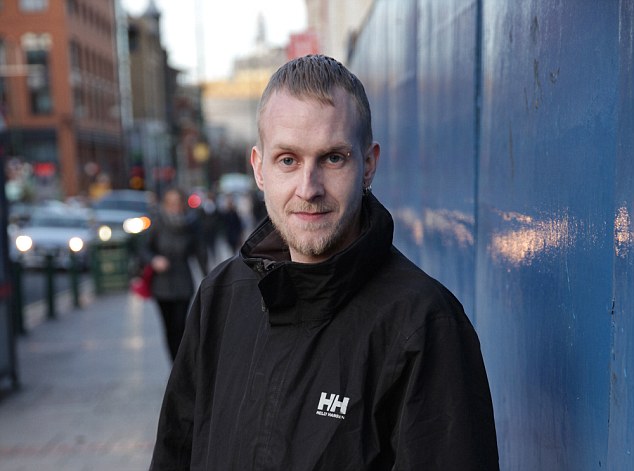 Keith at a Birmingham bus stop, his pulling location of choice.