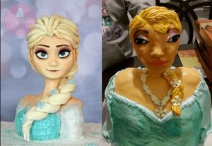 Ellos pidieron una torta con el diseño de Elsa de Frozen y esto fue lo que recibieron