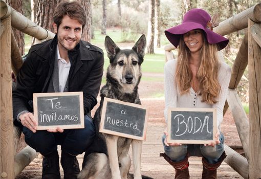 novios con perro invitacion boda