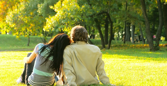 Young happy couple outdoors